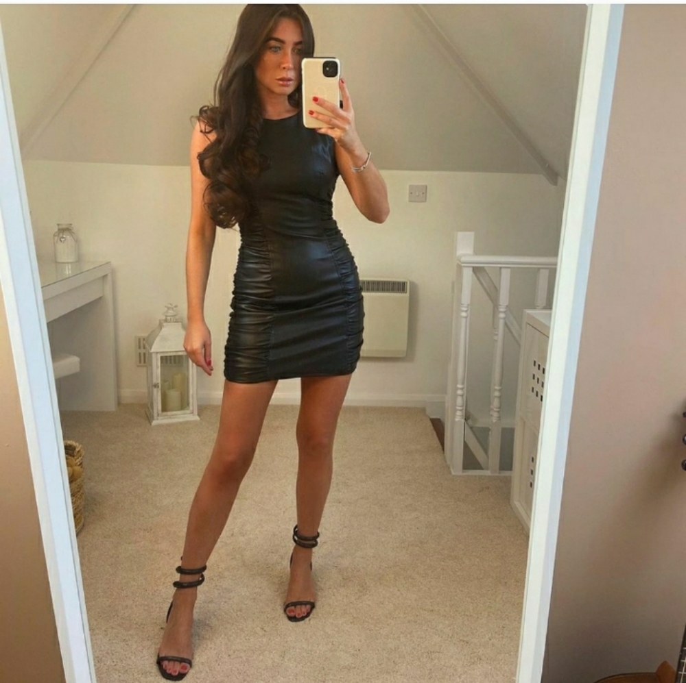 Zara ruched faux leather dress